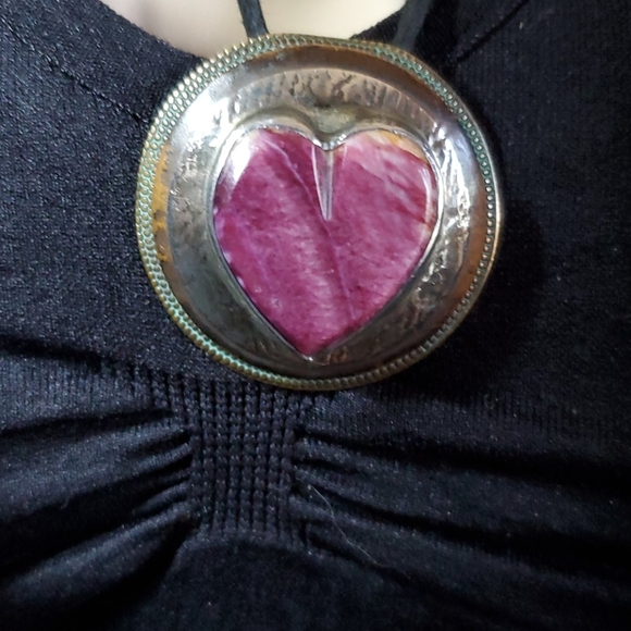 Heart Vintage Silver Stone Choker - Picture 5 of 8